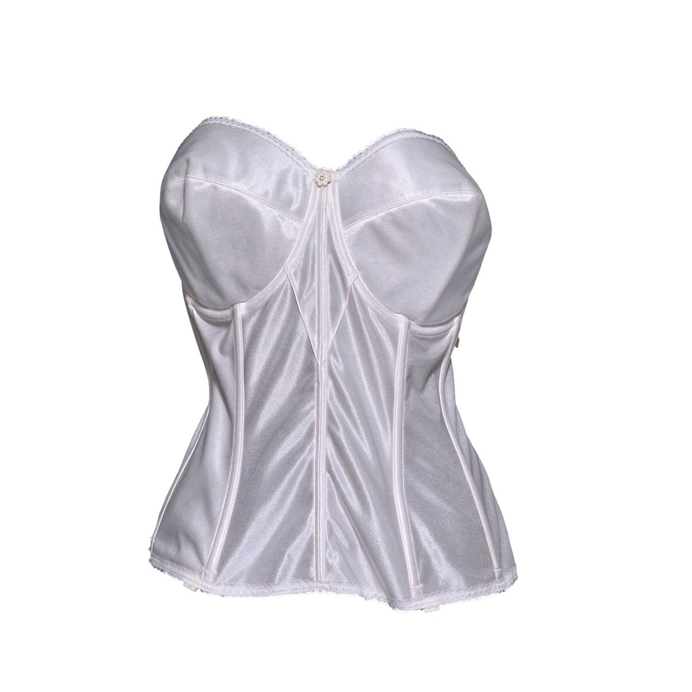Dominique Juliette‎ Satin Longline Bustier Bridal Bra White Sz 42D